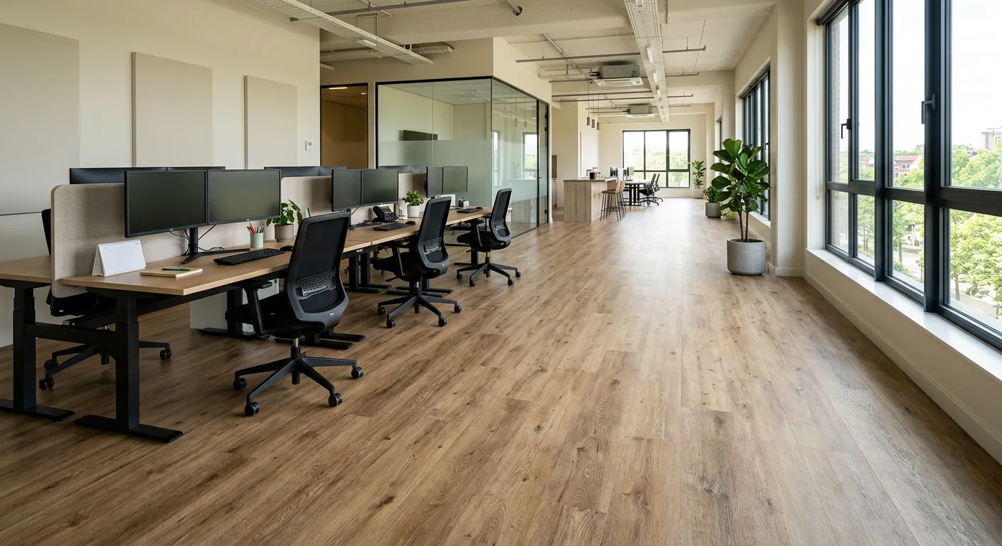 Designvinyl in Holzoptik in einem Büro